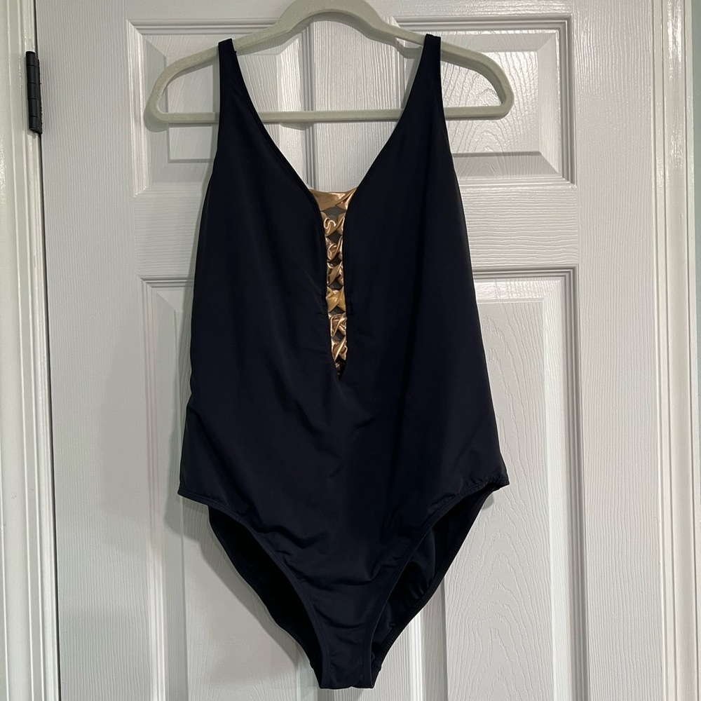 Bleu Rod Beattie Black and Gold One Piece Swimsuit